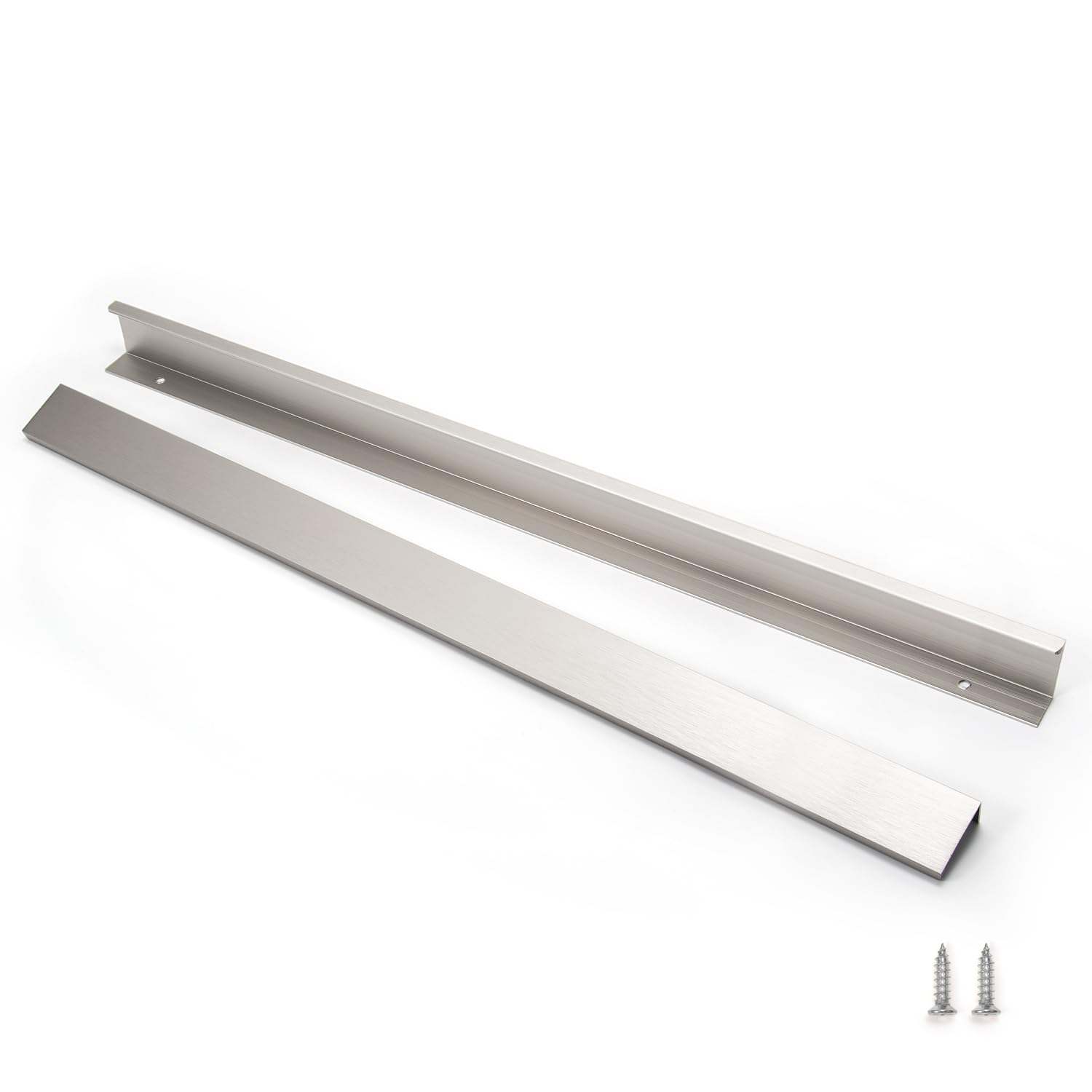 YONFIAFIT 5 Pack 24" (600mm) Overall Length Overall Length Edge Finger Pull, Brushed Nickel Aluminium Hidden Furniture Wardrobe Cabinet Drawer Pull Long Concealed Furniture Closet Door Handle, 3699S