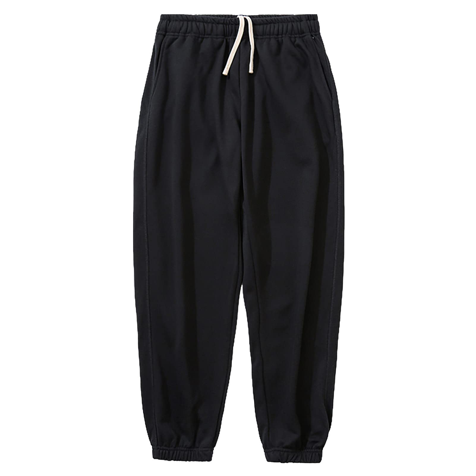 Unisex Uomo Donna 3 Pezzi Tuta da Ginnastica in Cotone - Camicie Girocollo, Felpa con Cappuccio e Pantaloni da Jogging con Tasche Nero XS