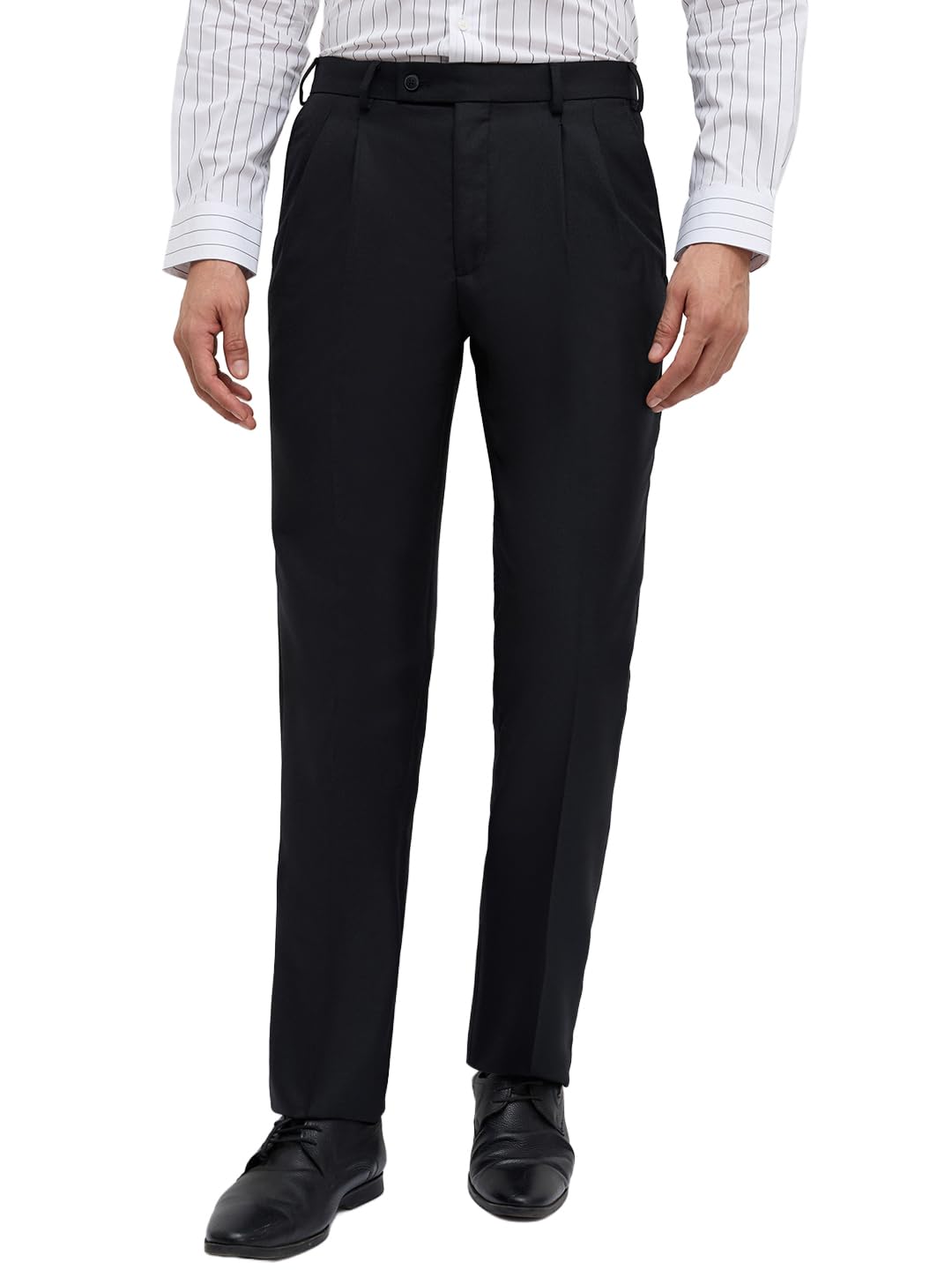 park avenue Men Comfort Fit Solid Pattern Poly Wool Blend Double Pleat Formal Trouser-picture-28