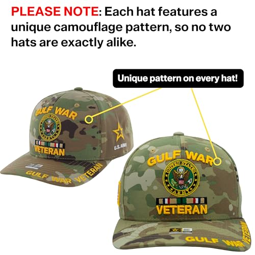 Image of Gulf War Veteran Hat for Men Camo US Army Hat, Official Licensed Combat Veterans Embroidered Baseball Cap