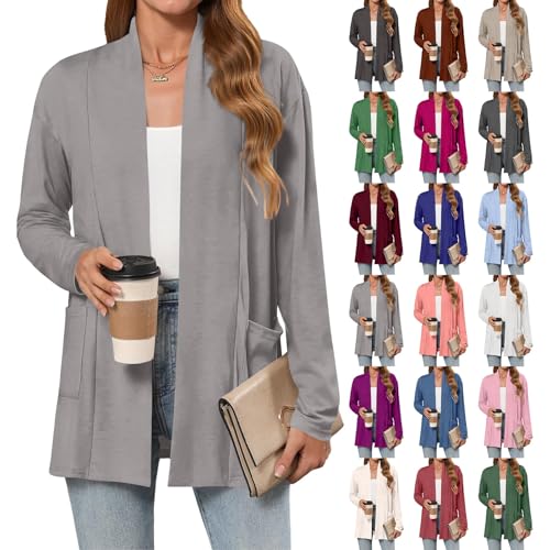 Women's Lightweight Cardigan Sweaters Open Front Long Sleeve Casual Loose Thin Cardigans with Pockets