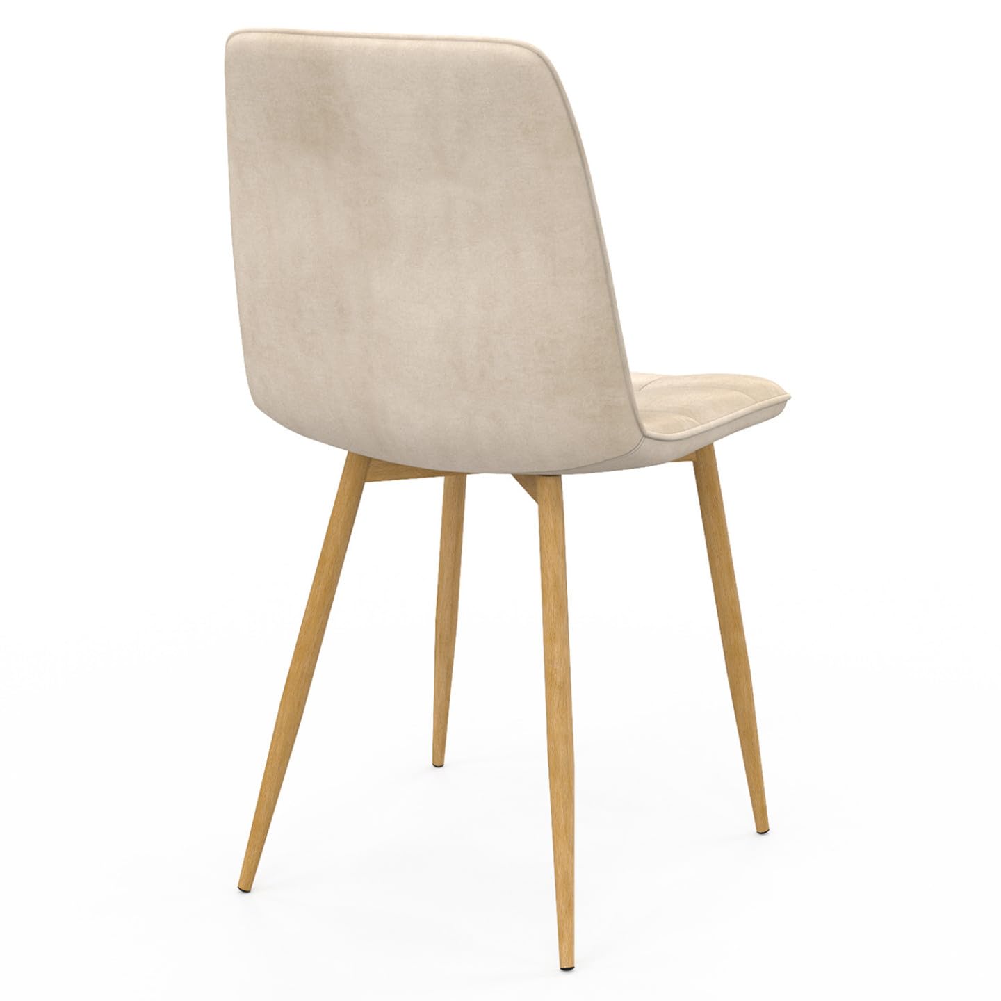 IDMarket – Juego de 6 sillas Mila de terciopelo beige y patas efecto madera para comedor