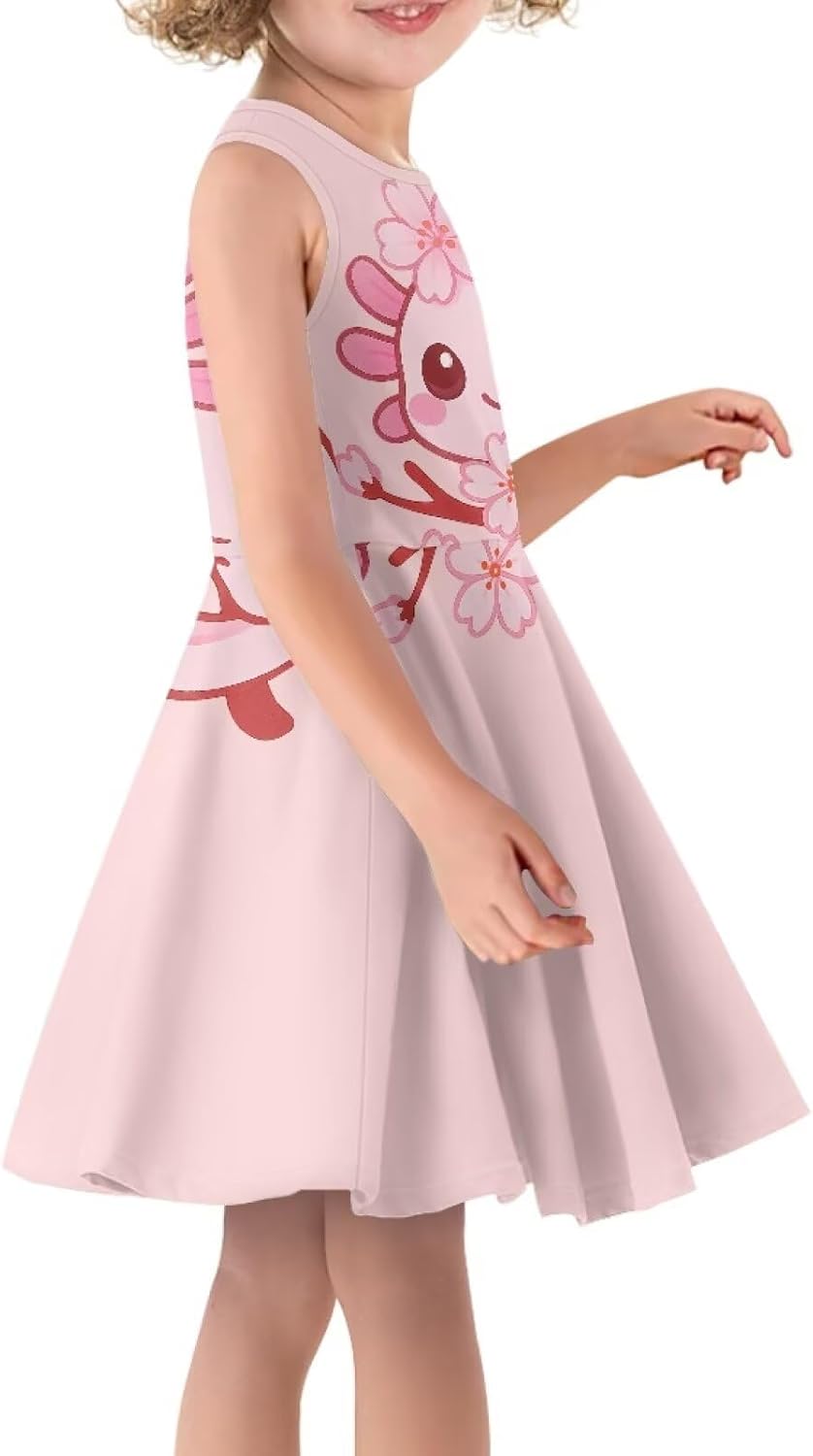 Girls Sleeveless Dress Casual Swing Sundress Crew Neck Tank Dresses Stretchy Holiday Dress for Girls Age 3-16 Years - Image 3