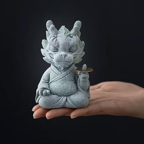 Miniatura 2 de livelyfish Fish Tank Dragon Statue Sandstone Dragon Figurine Wealth Success Good Lucky Sculpture for Zen Fish Tank Aquarium Decorations, C