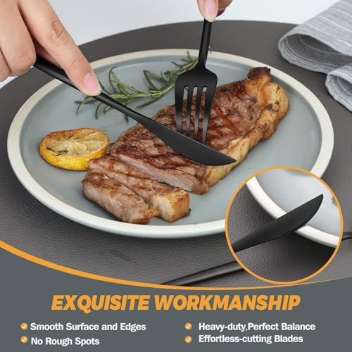 Image of Charcoal Black Silverware Set | 24-Piece Satin Finish French Style Stainless Steel Flatware | Elegant Giftable Box | Dishwasher Safe Cutlery for Home, Restaurants & Corporate Gifting