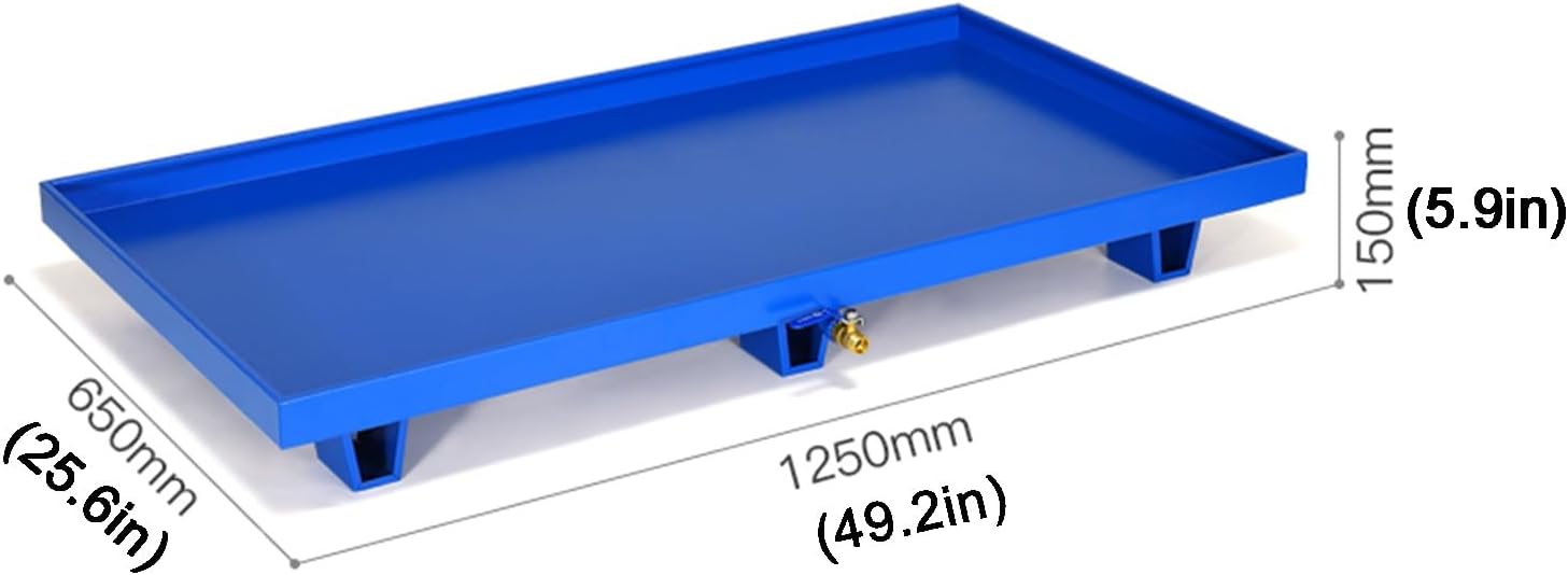 Heavy-Duty Industrial Spill Platform, Movable Oil Drum Containment Pallet, 49.2x25.6in Anti-Spill Tray for Warehouse & Garage, 2000 lbs Load Capacity (Blue-A)