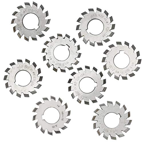 20° Gear Cutter, 8Pcs Gear Cutter, High Speed Steel Cutting Tool Industrial Supplies M1.5 20 5mm 6mm for Milling Gears, Square Nose End Mills