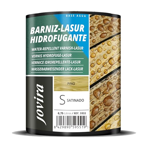 JOVIRA PINTURAS BARNIZ-LASUR Hidrofugante Protector Satinado al Agua | 750 ml | Protege, decora y embellece todo tipo de madera con efecto perlado. (750 Mililitros, Pino) E-22