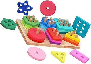 SHOWERORO 1 Conjunto De Brinquedos Infantis Brinquedos Infantis Blocos De Construção De Madeira Quebra-Cabeças Infantis Brinquedos De Empilhamento Quebra-Cabeças De Madeira Brinquedos