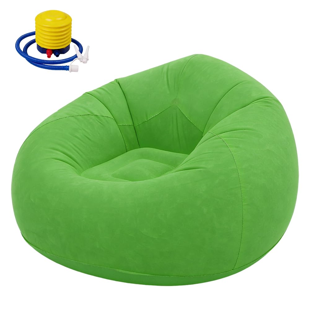 Pouf gonfiabile, divano gonfiabile, pieghevole, per esterni, con pompa (verde)