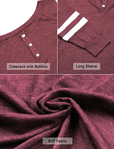 Faroro Women Loungewear Pajama Sets Pullover 2 Pieces Pj Set Nightwear Sleepwear Sweatsuits With Pockets Wine thumb #3