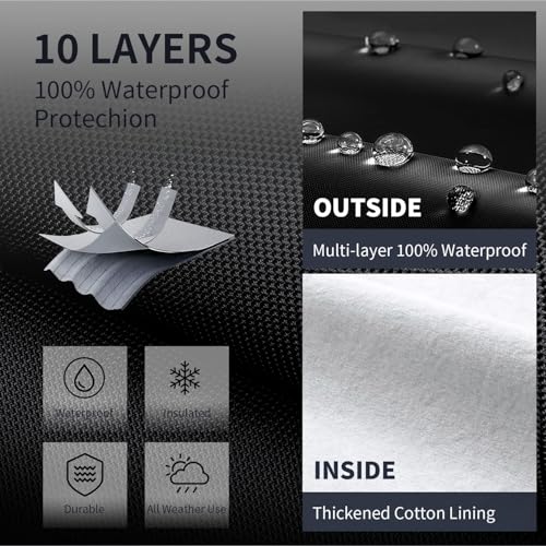 Image of Ram 1500 Truck Cover Custom Fit 2009-2026 Crew Cab Short Bed(5.75') with Door Zipper, 10 Layer Outdoor Heavy Pickup Truck Cover Waterproof All Weather, Car Tarp for Wind Dust Sun etc Protection.