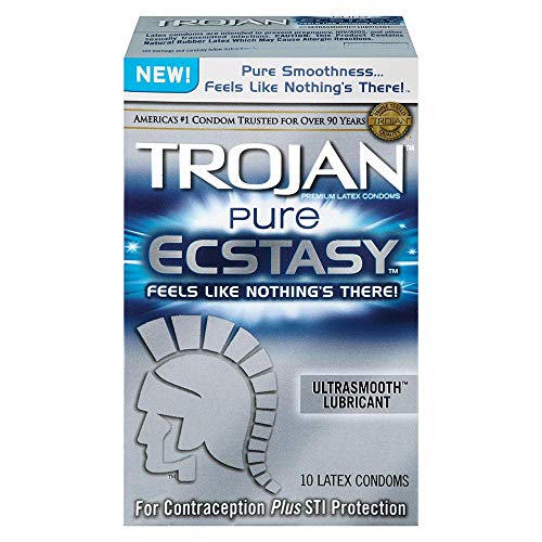 Trojan Condom Pure Ecstasy Ultrasmooth Lubricated, 10 Count - 2 Packs