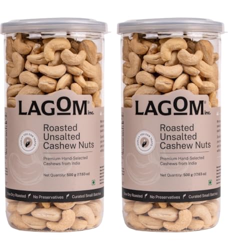 Image of Lagom Roasted Unsalted Cashew Nuts 1 kg | Dry Roasted Kaju | Small Batch, Crunchy & Buttery | No Preservatives | Vegan, Gluten Free, Non-GMO