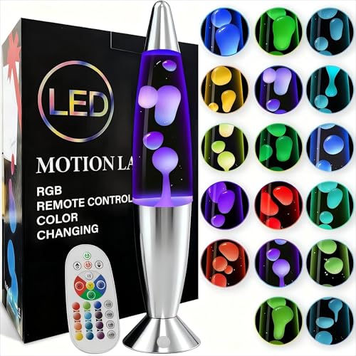 AONESY Lámpara de Lava para Niños con 17 Cambios de Color: Lámpara de Lava Grande para Alivio del Estrés y Relajación | Grandes Lámparas de Lava Negro Oro | Lámpara de Gliter Regulable para Niños y