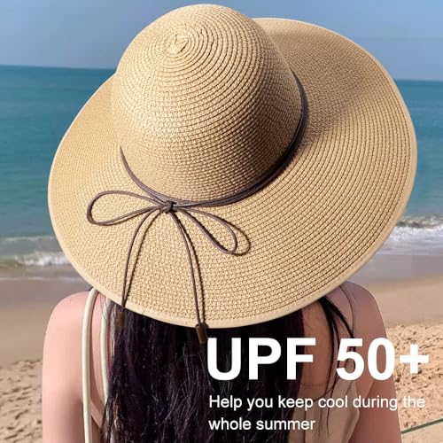 Sombrero de verano de paja grande con ala ancha para mujer miniatura 5
