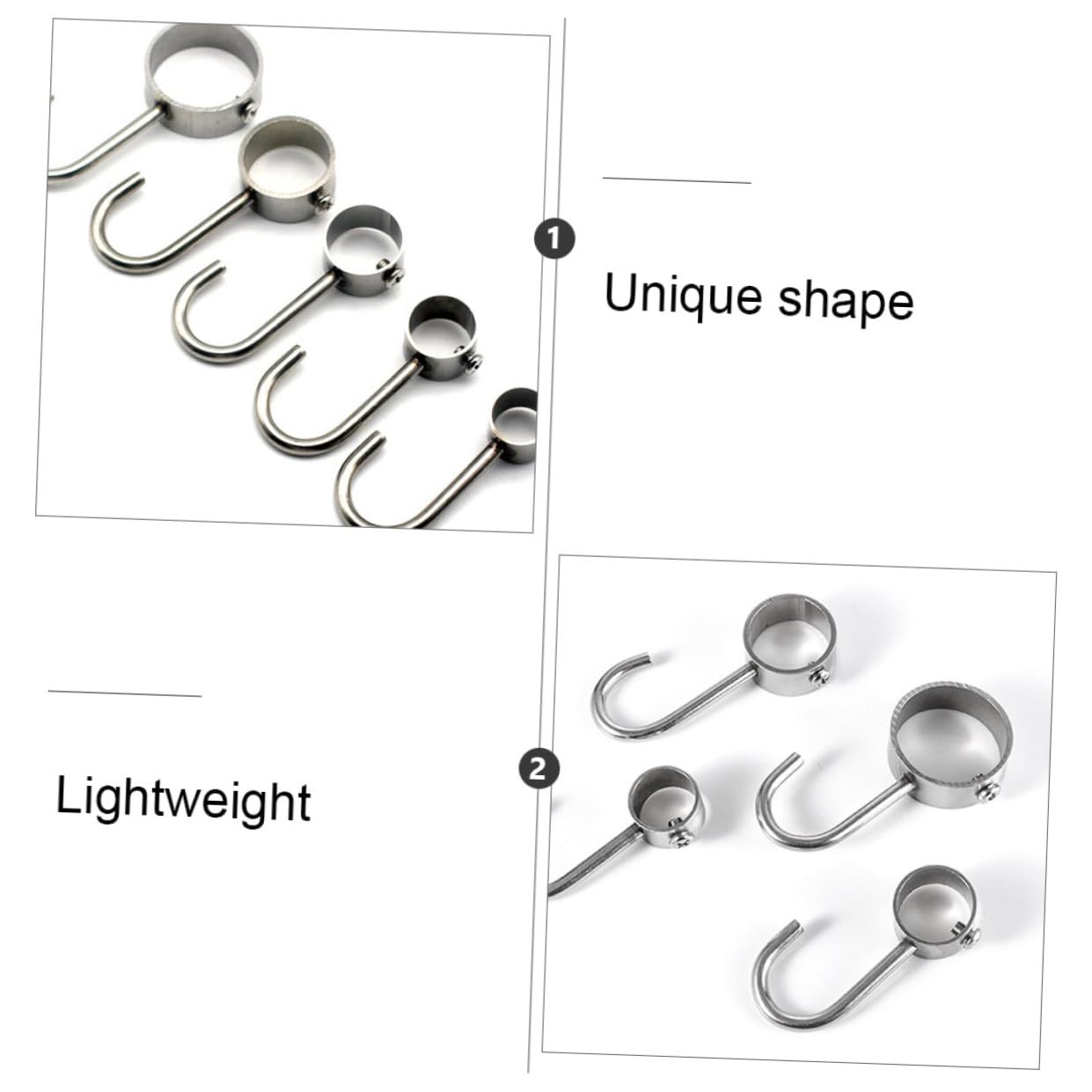 Baluue Ganci per Asta in Acciaio Inossidabile 10 Pezzi, Resistenti alla Corrosione e Regolabili, per Cucina e Armadio, Design Spesso e Robusto