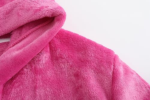 Image of Girls Fleece Robe Boys Hooded Bathrobe Soft Flannel Robe For Kids