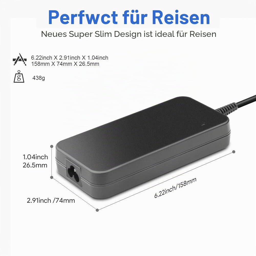 KFD 120W Netzteil 19V 6,32A für GEEKOM IT13 & Intel NUC Mini PC EU Kabel | 120W Ladegerät für GEEKOM und Intel NUC Mini PCs, 19V 6,32A, 5,5x2,5mm Anschluss, ideal für Zuhause und Büro