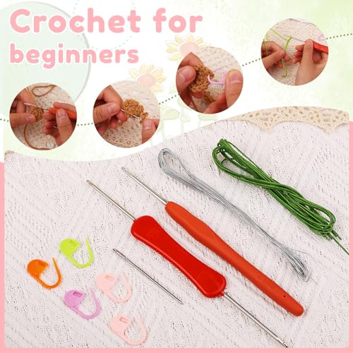 Image of Crochet Kit, Tulip and Sunflower Crochet Kit for Beginners, Knitting Kit