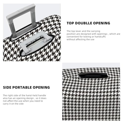 Houndstooth Black And White Print Luggage Covers For Suitcase,Elastic Washable & Stretchable Suitcase Covers For Luggage, Anti-Scratch - Fits 18-32 Inch Luggage-No Luggage Included3