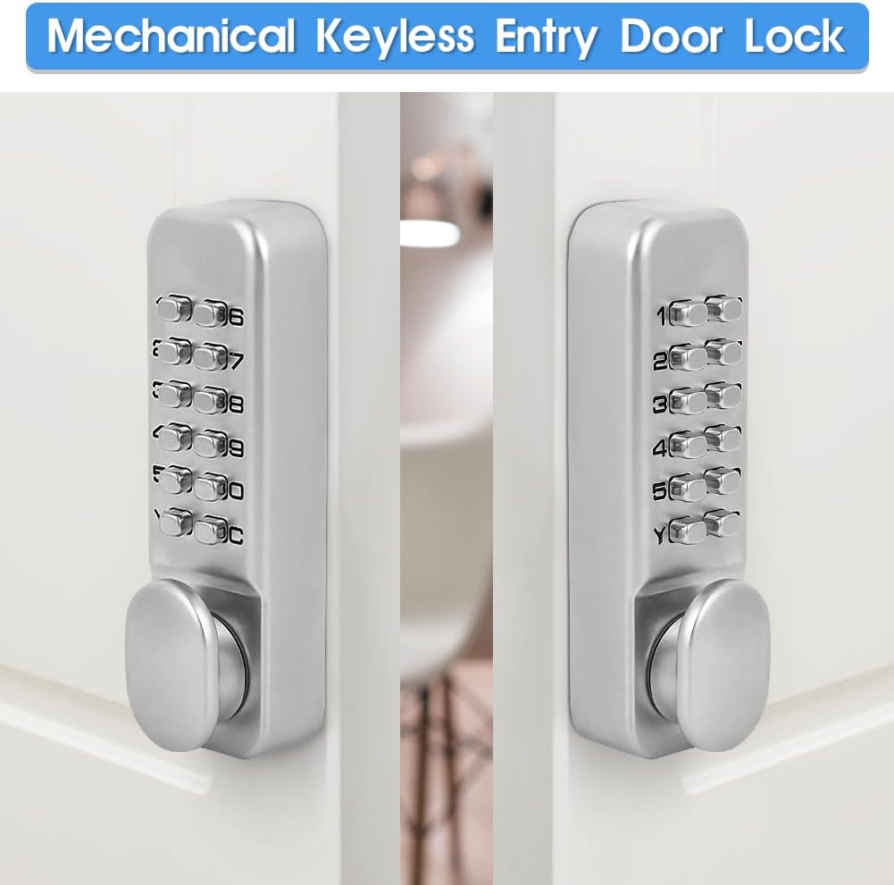Mechanical Combination Lock, Keyless Entry Door Lock 1‑11 Digits Code Keypad Deadbolt Sliding Door Passsword Security Combination Lock for Home Gate Kitchen Office Balcony