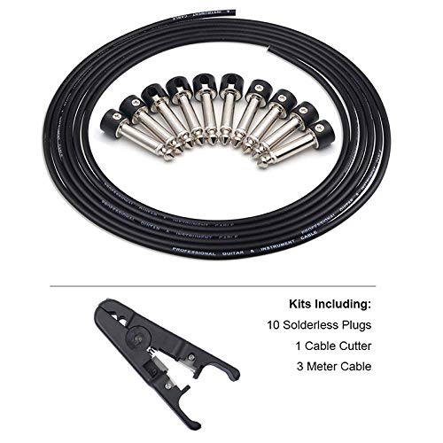 Saphue 43235-148814 Guitar Bass Patch Cable Multi Effects Guitar Pedal, Solderless Pedalboard Cable Kit,10Ft Cable 10 Tip Connectors Solderless 6.35 Mono Plugs thumb #5