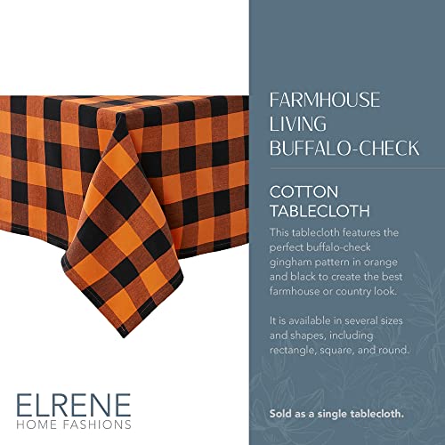 Elrene Home Fashions Farmhouse Living Fall Buffalo-Check Tablecloth, 52" X 70" Rectangle, Orange And Black #TOP1