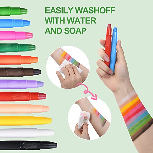 Miniatura 4 de Uraqt Pinturas Cara Para Niños, 12 Colores Seguridad No Tóxica Pintacaras Infantil, Pintura Corporal Y Facial Para Barriga Embarazada, Pinturas Maquillaje Halloween Festival Fiesta Cosplay Adulto Niño
