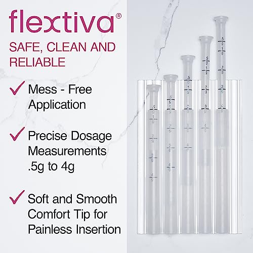 Flextiva Aplicadores de creme vaginal de plástico descartável - extremidade rosqueada para caber em