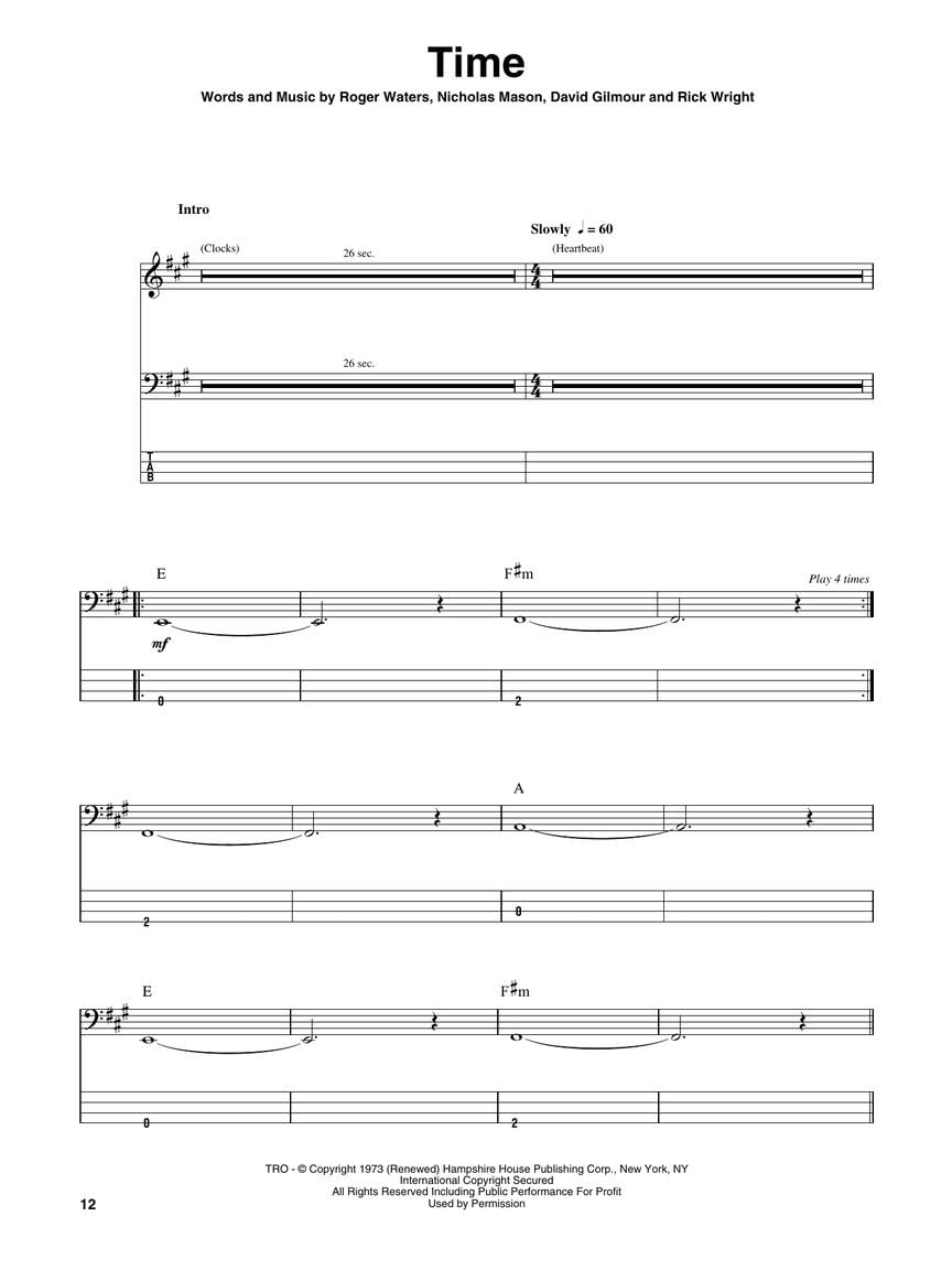 Pink Floyd - Dark Side of the Moon. Solo pour Guitare Basse. Comprend Enregistrement(s) en ligne