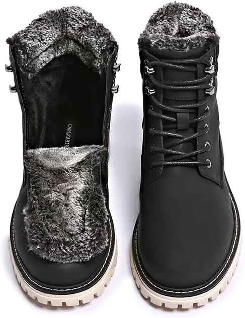 Mens Snow Boots Fur Lined Hiking Boots Waterproof Anti-Slip Outdoor Climbing Shoes - Image 2