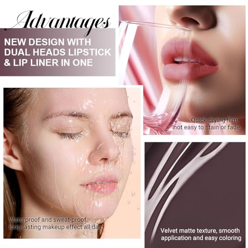 Image of evpct 1Pcs Dark Deep Brown Chocolate Matte Lip Liner and Liquid Lipstick Stain Makeup Set for women, Long Lasting Smudge Proof Lipstick labiales matte mate larga duracion listip 24 hours originales,06