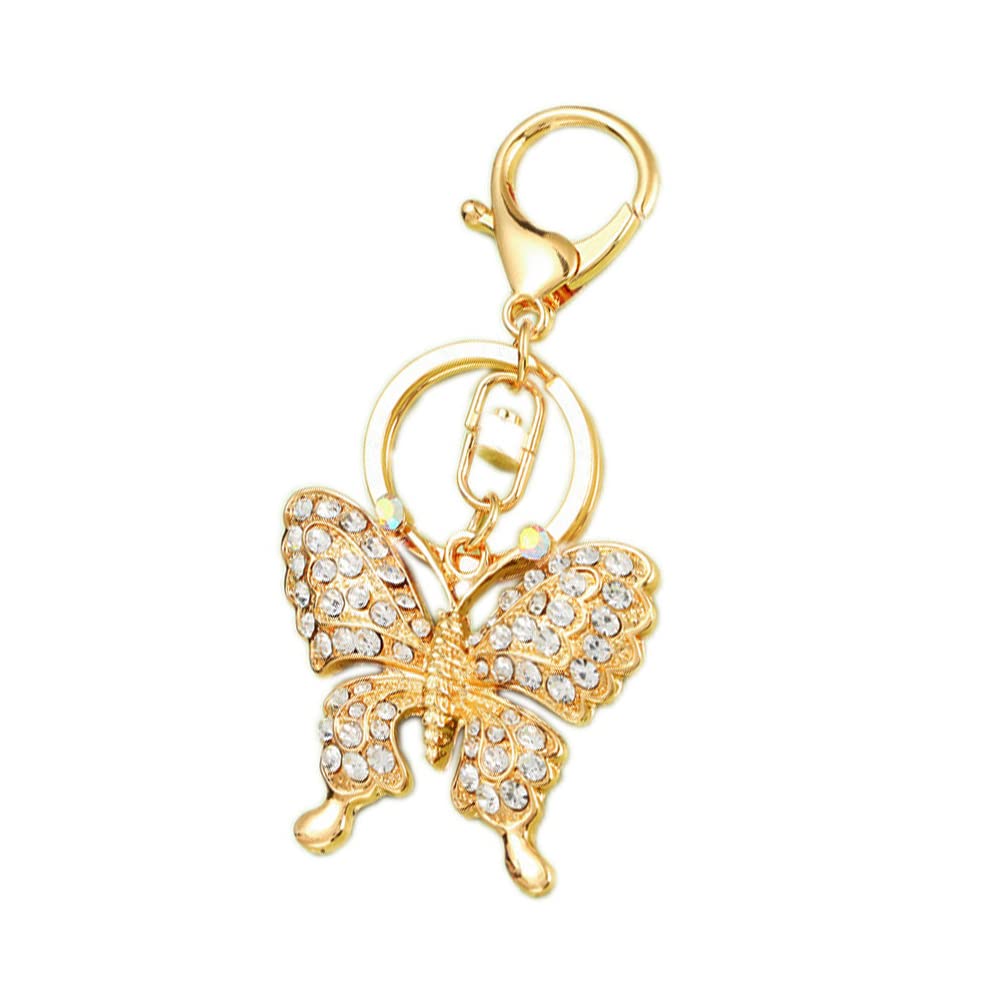 ARFUKA Keyring Rhinestone Butterfly Pendant Keychain Metal Key Chain Bag Charm Key Organizer Holder Christmas Birthday Gift Keyrings Key Chain Key Ring Holder