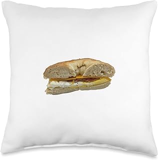 Bagel Bacon Egg Cheese Breakfast Sandwich Throw Pillow