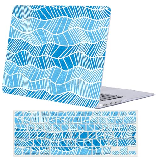Carcasa MacBook Pro 13 A2338 rígida ventilada con cubierta de teclado diseño Línea Azul