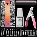 ♥♥ 【Tailles variées】 -504 PCS Clear French Faux Nails Cercin Nail Tips, Offre 12 tailles différentes avec 42 clous de chaque taille numérotés individuellement, il est donc pratique de choisir la taille la plus appropriée pour chacun de vos doigts.