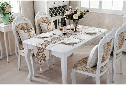 51buyoutgo White Table Runner, White Dining Coffee Table Runners UK for Centre Table, Gold Pattern Table Runner Tablerunner for Coffee Dining Table Decoration Decor 32 X 210 CM
