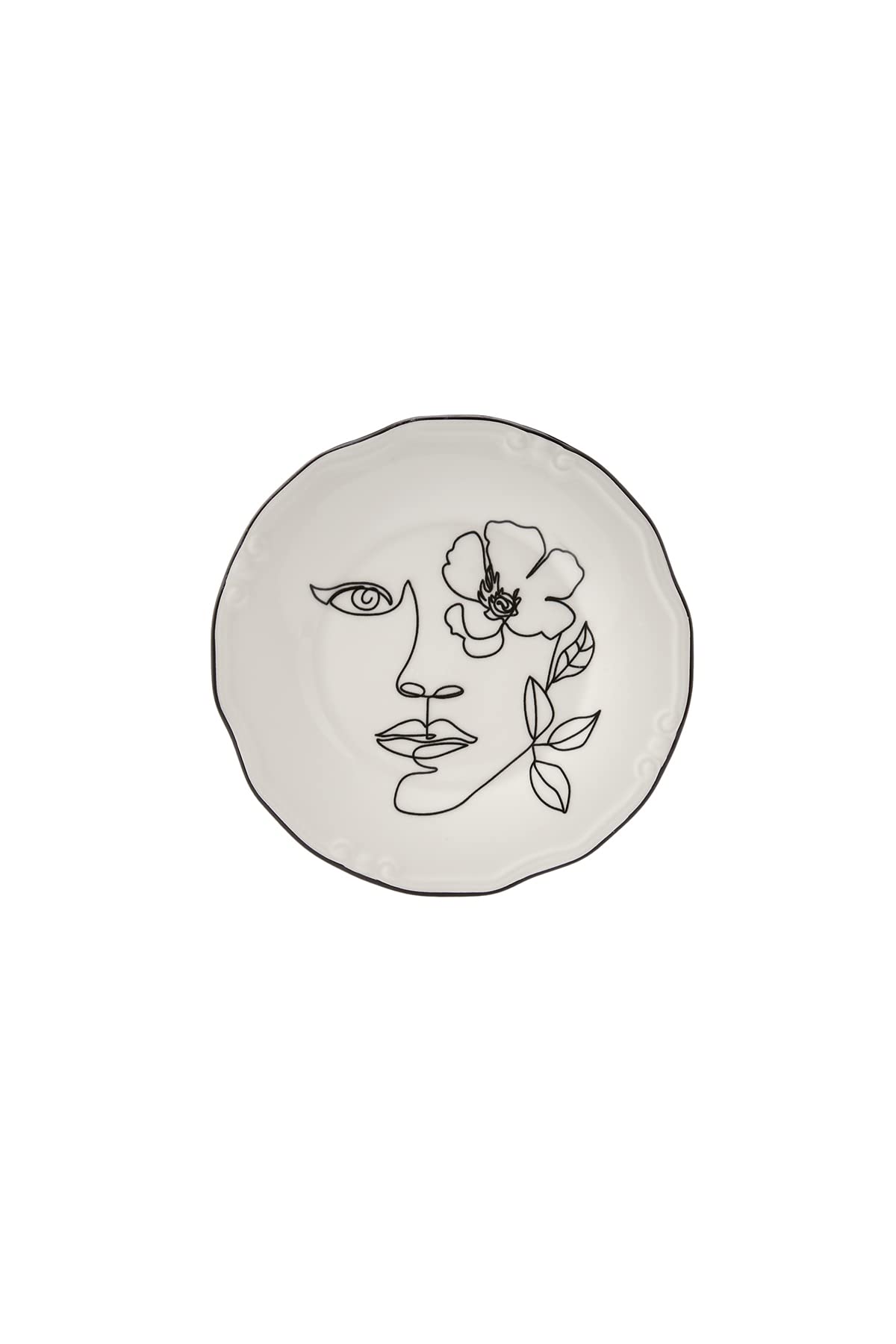 KARACA Assiettes à Gâteau Porcelaine Face 6 Pièces 6 Personnes Blanc Rondes 21 cm Plateaux à Dessert Pâtisserie Lavage Main Ne Passe Pas au Lave Vaisselle Ni Micro Ondes