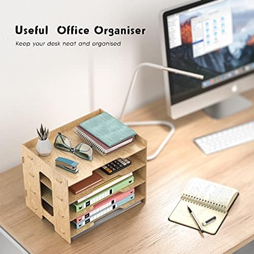 Booxihome Wooden Desk Organiser Tray for File, Document, Letter, a4 Paper, Office Tidy Storage