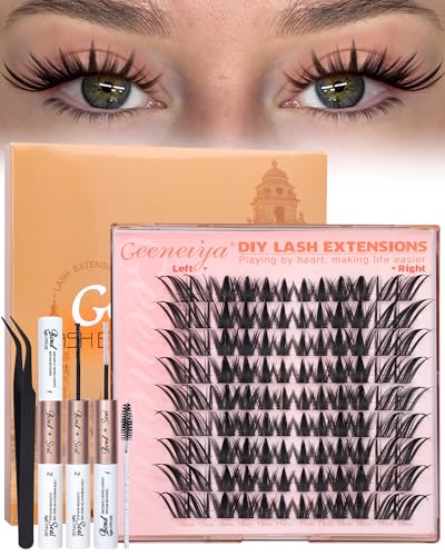 Geeneiya Manga Lash Clusters Kit, 11-19mm Fox Eye Lash Extension ...