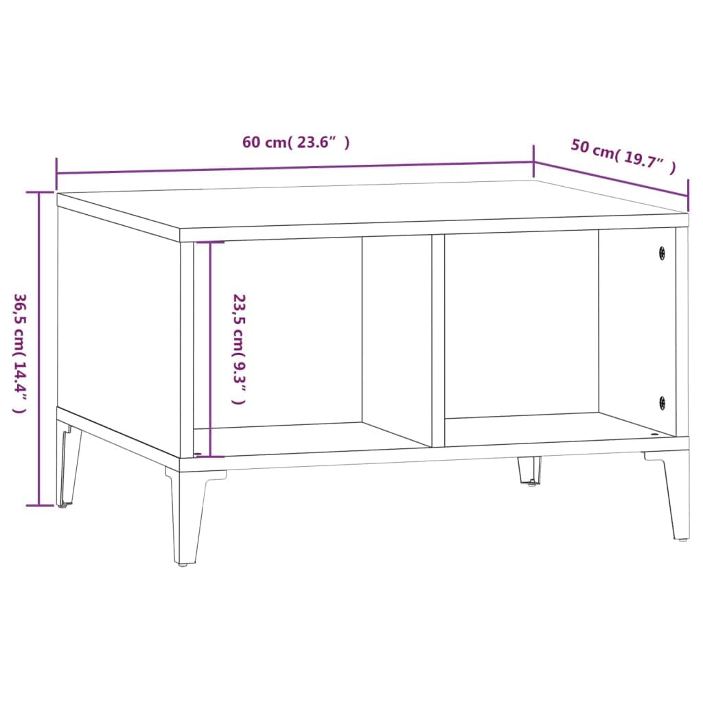vidaXL Tavolino da Salotto Nero 90x50x45 cm in Legno Multistrato