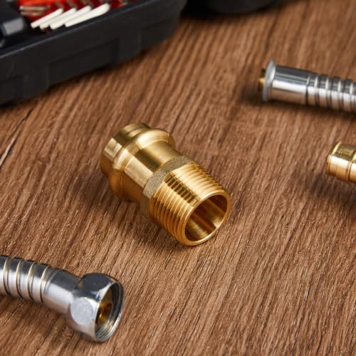 Image of 16 Pack 1 inch Press x 1 inch MIP Brass Press Fittings | Npt Adapter for Residential & Commercial Piping