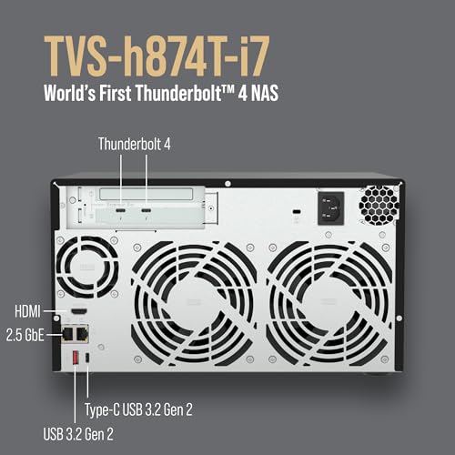 Image of QNAP TVS-h874T-i7-32G-US 8 Bay High-Speed Desktop NAS with Intel 12th Gen CPU, up to 64GB DDR4 Memory, Thunderbolt 4 and 2.5GbE connectivity (Diskless)