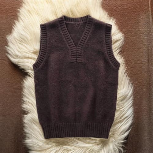 Men's Knit Sweater Vest Slim Fit Waistcoat Sleeveless Solid Color V-Neck Vintage Loose Fit Sweater Tops3
