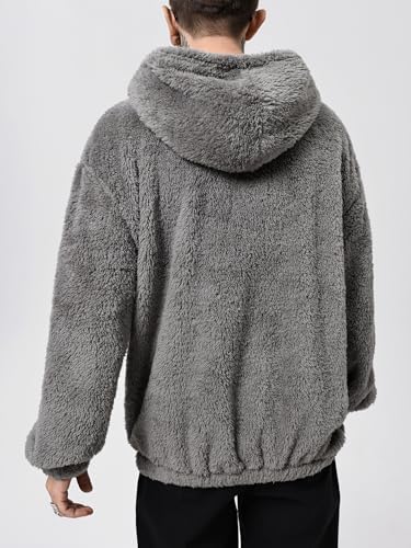 SOLY HUX Hoodies for Men Fuzzy Letter Embroidery Drawstring Long Sleeve Pullover Sweatshirt2