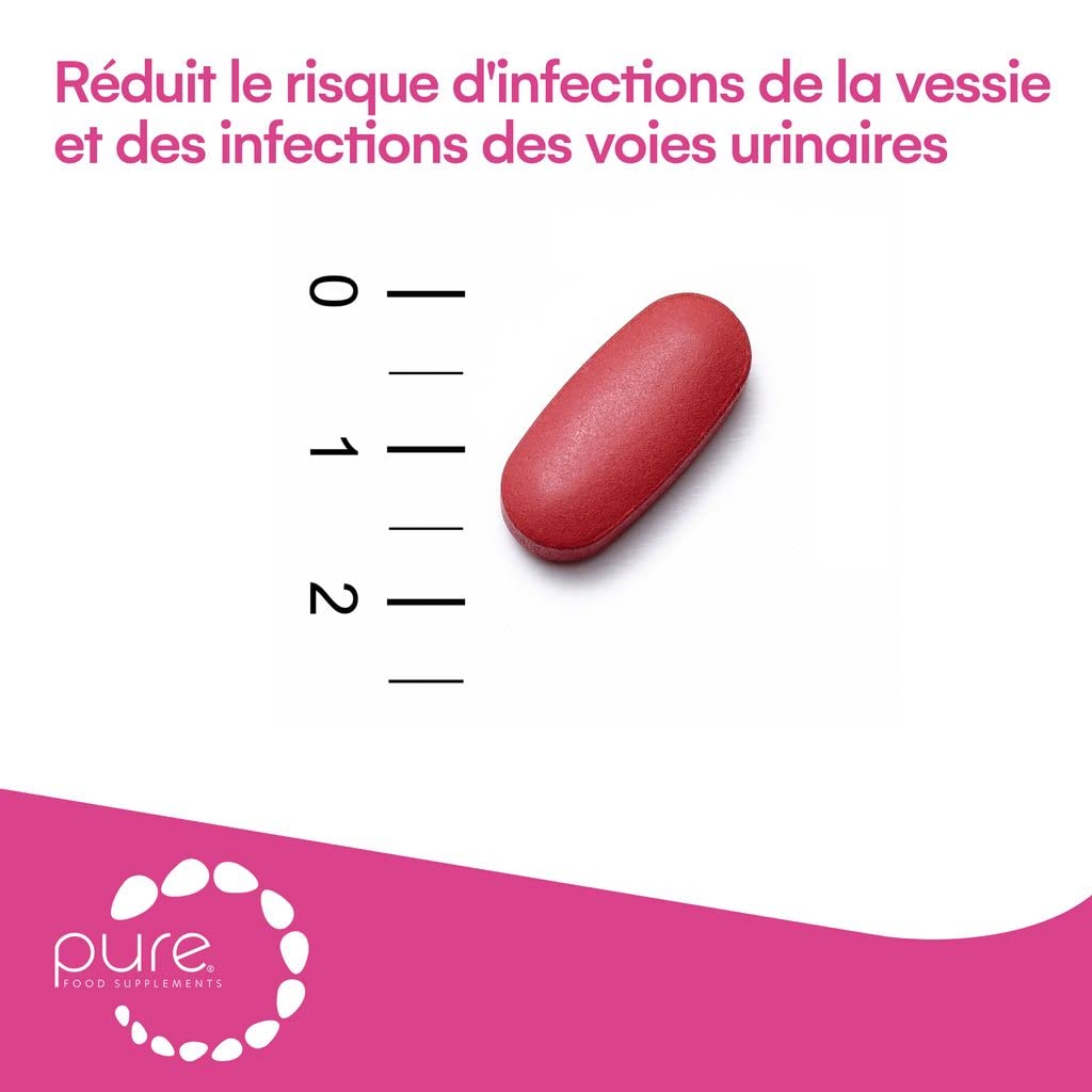Pure Cranberry – 60 Comprimés de Cranberry Hautement Dosés, Supplément Nutritionnel Enrichissant Pour le Renforcement de la Vessie, Comprimés de Vitamines Complexes Contre la Cystite