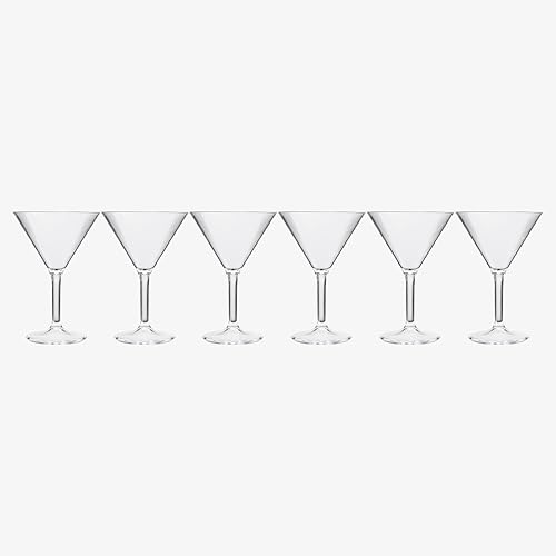 Miniatura 7 de Vasos de Martini transparentes acrílicos irrompibles  Juego de 6 tazas de cóctel de estilo europeo inastillables 100% Tritan Drinkware, 10 onzas