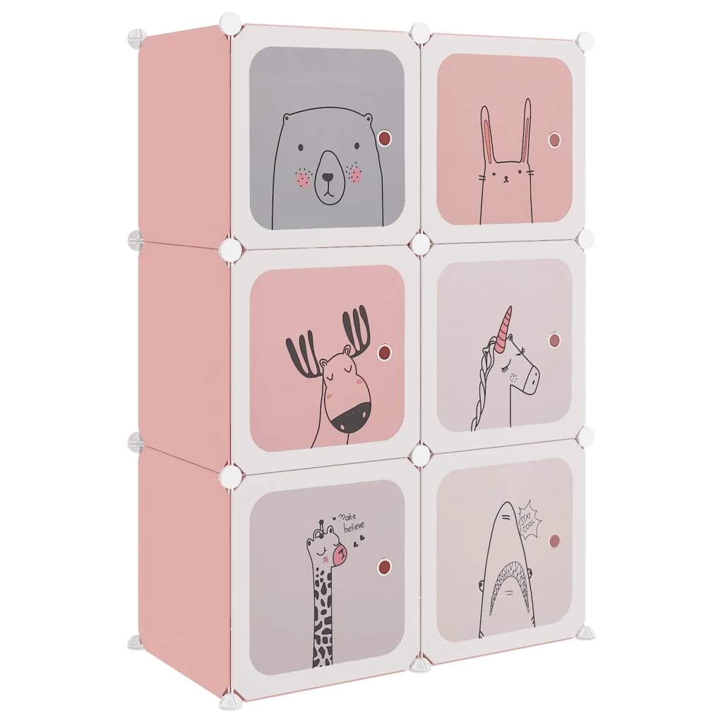 vidaXL Scaffale Portaoggetti per Bambini con 6 Cubi Rosa in PP