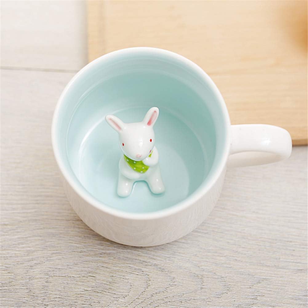Surprise 3D Coffee Mug Animal Inside 12 oz with Rabbit,Cute Cartoon Handmade Ceramics Cup,Christmas Birthday Surprise for Friends Family or Kids (Rabbit)